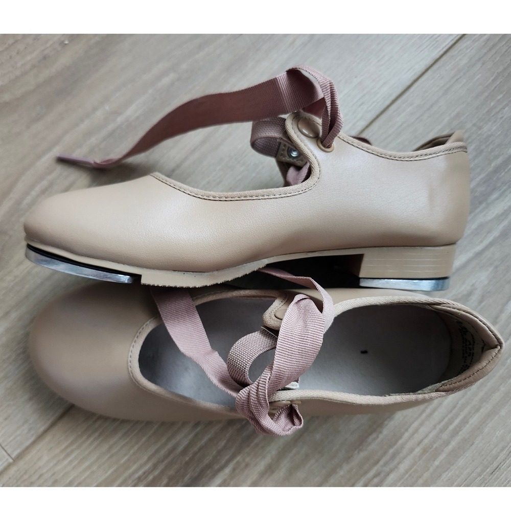 Capezio Mary Jane Tap Shoes Caramel Tan Tele‎ Tone Taps 3800 Kids Size 13M - Picture 4 of 12
